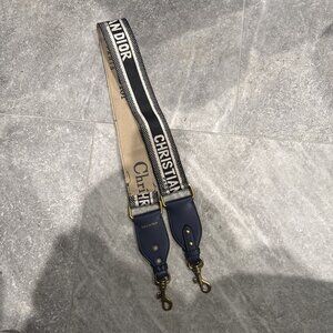 DIOR Shoulder Strap Canvas Black with Blue Leather